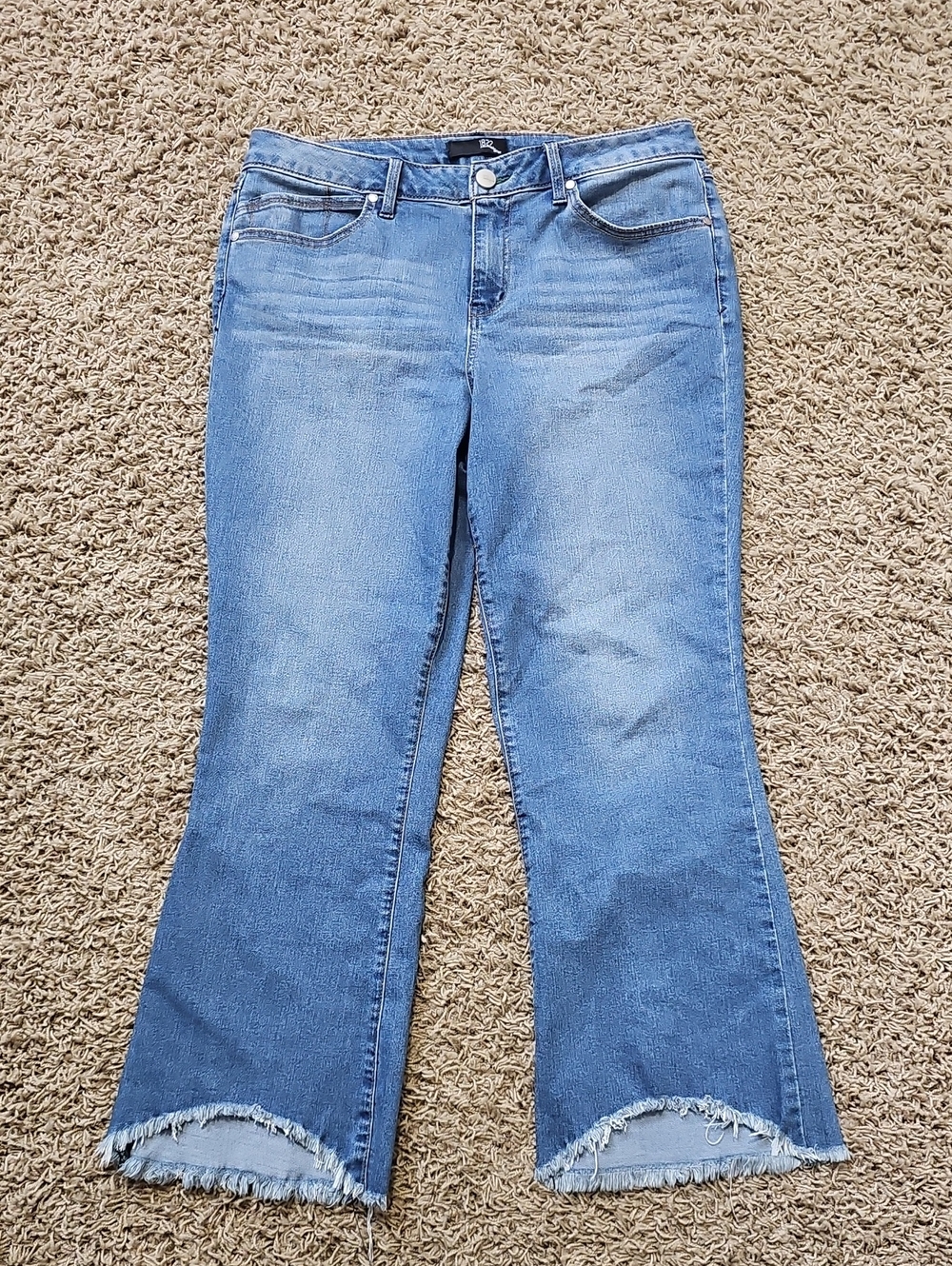 1822 Denim Jeans Light Blue Jeans Frayed Hem Wide Leg 14 Pants